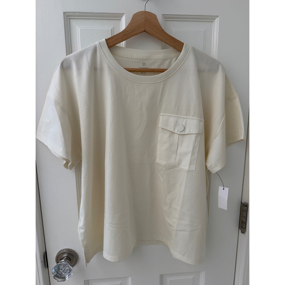 NWT T by Talbots Pocket Short Sleeve T-Shirt Ivory PXL Casual